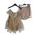 Gucci Set top a spalle scoperte e shorts in tulle beige