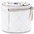 Vanity Beauty case Chanel in agnello trapuntato bianco con catena e charm - vista 2