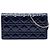 Pochette Lady Dior em verniz azul cannage com corrente Azul escuro