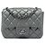Chanel Gray Mini Square Classic Metallic Lambskin Single Flap Marrone Grigio antracite