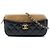 Chanel Black CC gestepptes Lammfell und Wildleder Doppelzip-Handytasche mit Kette Schwarz
