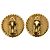 Orecchini a clip rotondi Chanel Gold CC placcati oro e smalto D'oro - vista 2