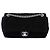 Chanel Black Medium Quilted Metallic Knit Pluto Glitter Flap Nero