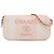 Clutch Chanel Pink Raffia Deauville Double Zip con Cadena Rosa