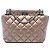 Tote Reissue 2.55 Chanel in pelle di vitello metallizzata trapuntata marrone