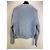 Salvatore Ferragamo hellblauer Cashmere-Pullover mit V-Ausschnitt und Cut-Out-Details - Ansicht 6