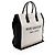 Tote Rive Gauche N/S in lino e pelle di vitello Saint Laurent Marrone Beige - vista 2
