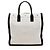 Tote Rive Gauche N/S in lino e pelle di vitello Saint Laurent Marrone Beige - vista 3