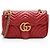 Borsa Gucci Matelasse Leather GG Marmont con patta media Rosso