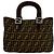 Zucchino Fendi FF Logo Canvas Leder Handtasche Braun - Ansicht 2