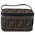 FENDI Zucca Canvas Neceser de Maquillaje Marrón Tono Dorado Auth 192727 Castaño - vista 2