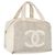 CHANEL COCO Handtasche aus Leder Elfenbein Silber CC Authentisch 192801 Roh