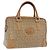Céline Borsa Boston CELINE C Saluki in PVC e pelle Beige con finiture dorate Auth 192714