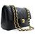 CHANEL Classic Double Flap 9" Chain Shoulder Bag Black Lambskin Nero