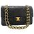 CHANEL Classic Double Flap 9" Chain Shoulder Bag Black Lambskin Nero - vista 2