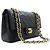 CHANEL Classic Double Flap 9" Chain Shoulder Bag Black Lambskin Nero