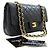 CHANEL Classic Double Flap 10" Chain Shoulder Bag Black Lambskin Nero