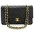 CHANEL Classic Double Flap 10" Chain Shoulder Bag Black Lambskin Nero - vista 2