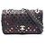Bolsa de ombro Chanel em pele de cordeiro preta perfurada Preto