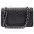 Chanel Chevron Classic in agnello Nero - vista 3