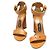 Tom Ford Sandali con tacco a blocco aperto per donna in pelle marrone e oro