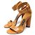 Tom Ford Sandali con tacco a blocco aperto per donna in pelle marrone e oro - vista 3