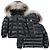 Doudoune Moncler Kids à capuche en fourrure Noir