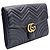 Gucci Clutch GG Marmont in pelle matelassé chevron nera e oro Nero - vista 3