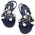 Manolo Blahnik Sandali da donna con listino FERNUSFLAT in raso blu navy e cristalli