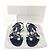 Manolo Blahnik Sandali da donna con listino FERNUSFLAT in raso blu navy e cristalli - vista 2