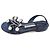 Manolo Blahnik Sandali da donna con listino FERNUSFLAT in raso blu navy e cristalli - vista 4