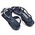 Manolo Blahnik Sandali da donna con listino FERNUSFLAT in raso blu navy e cristalli - vista 5