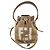 Fendi Mini borsa a secchiello Montrezzo in shearling con logo FF marrone