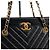 Chanel Borsa a tracolla shopper in pelle di vitello chevron con catena Nero - vista 7