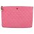 Chanel Clutch grande in pelle di agnello placcata oro CC rosa