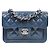 Chanel Mini borsa a tracolla con patta e catena blu stropicciato
