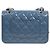 Chanel Mini borsa a tracolla con patta e catena blu stropicciato - vista 3