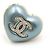 Chanel Broche para mujer Crystal CC Double Heart Blue Gold Azul - vista 2