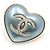 Chanel Broche para mujer Crystal CC Double Heart Blue Gold Azul - vista 3