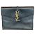 Saint Laurent Clutch YSL Cassandra in pelle nera lucida con dettagli dorati Nero