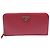 Prada Pink Saffiano Gold Triangle Logo Long Wallet