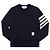 Thom Browne Sudadera de mujer de jersey loopback azul marino con cuello redondo y rayas RWB Tab