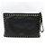 Valentino Clutch con tracolla larga in pelle nera con borchie dorate Nero