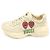 Gucci Ivory Leder Damen-Sneaker mit Erdbeerprint und Messing Weiß - Ansicht 3