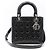Dior Borsa a tracolla Lady Medium in vernice nera cannage argento Nero