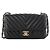 Chanel Mini borsa a tracolla Classic Chevron in agnello con finiture dorate Nero