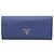 Prada Gold Metal Logo Saffiano Long Wallet Blue