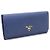 Prada Gold Metal Logo Saffiano Long Wallet Blue - view 2