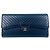 Chanel Cartera Larga Soft Caviar Chevron Silver Series Azul
