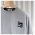 Hermès Kurzärmeliges Baumwoll-T-Shirt mit Lederpatch Grau Braun - Ansicht 4